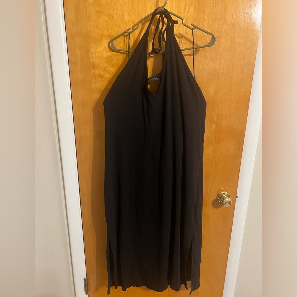 Old Navy Black Halter V-neck Midi Dress 3X EUC